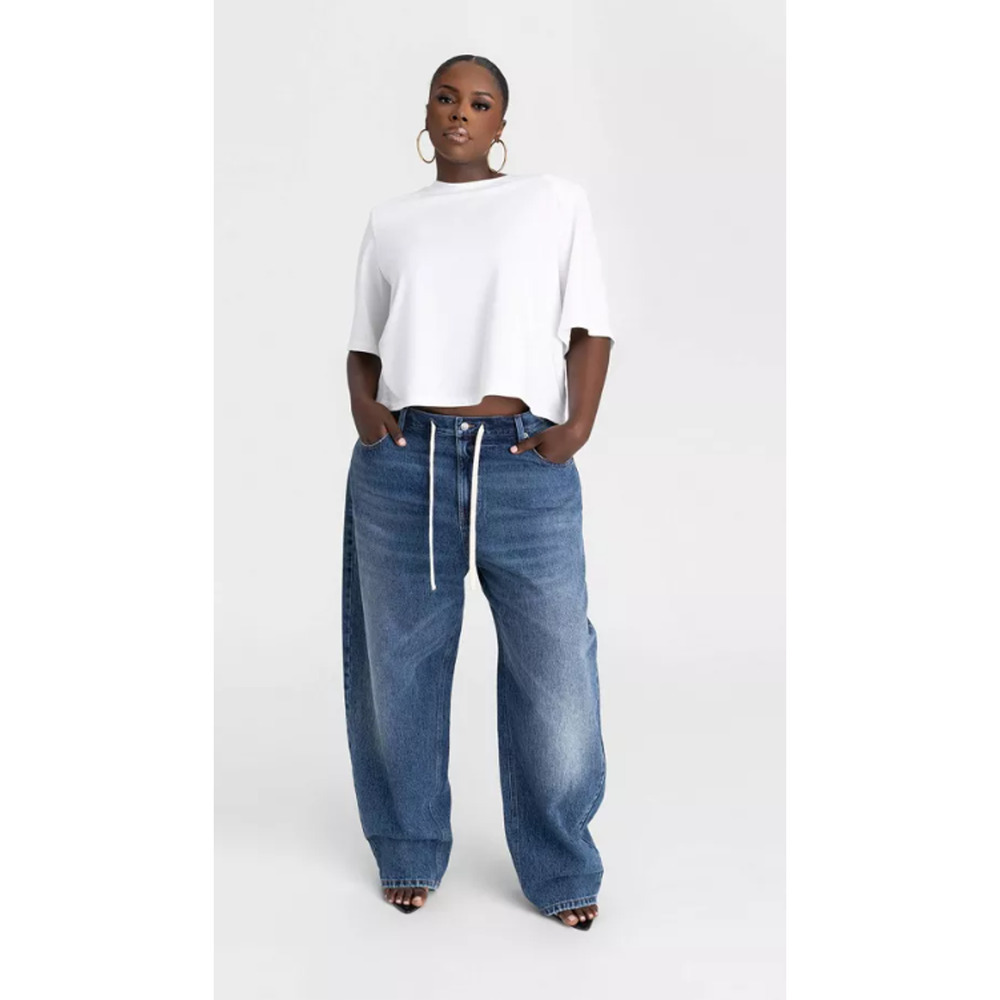 KBB by KAHLANA Women's Mid-Rise Barrel Leg 'The Lynnox Jean' - Dark Wash 22 - Picture 2 of 5